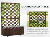72.5 x 31.5 x 149.5 cm 45L Garden Wooden Pine Trough Planter with Topped Trellis Climbing Plants T3398P314707