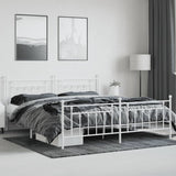 Bed Frame White Powder-Coated Steel Double Industrial Bed Frame 353611