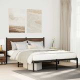Metal Bed Frame without Mattress Brown Oak 137x190 cm 4007764