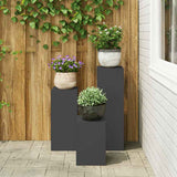 Plant Stand 3 pcs Black Steel 865827