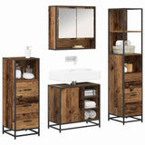 Bathroom Furniture Set with Door 4 pcs Old Wood Engineered Wood 3402542