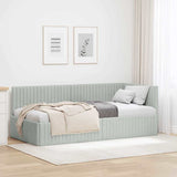 Corner Bed Frame with Headboard Light grey 90 x 190 cm Velvet 42016256
