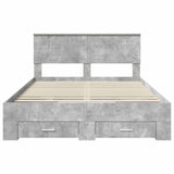 Bed Frame Concrete Grey 140 x 200 cm Engineered Wood 3408266