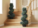 Artificial Lavender Topiary Tree Set of 2, UV Resistant Fake Plants in Pot for Indoor Outdoor Decor, T3398P551661