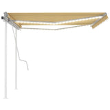 Manual Retractable Awning with LED 4x3.5 m Yellow and White 3070023