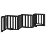 Dog Gate with Door Foldable 6 Panels Black 300 cm Poplar Wood 352253