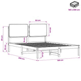 Bed Frame with Upholstered Headboard Natural and Light Grey 903885
