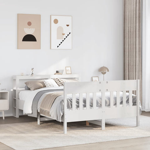 Bed Frame without Mattress White 140x190 cm Solid Wood Pine 3306277