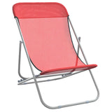 Folding Beach Chairs 2 pcs Red Textilene&Powder-coated Steel 360189
