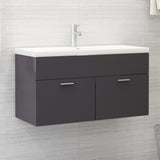 Sink Cabinet with Built-in Basin High Gloss Grey Engineered Wood 3071296
