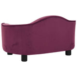 Dog Sofa Burgundy Plush, Solid Pinewood, Foam Medium Dog Sofa 171089