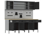 Work Cabinet with Drawer 7 pcs Black Engineered Wood and Steel 3321430