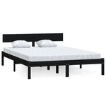 Bed Frame without Mattress Black Solid Wood 120x200 cm 810146