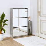 Shoe Cabinet with Mirror 3-Layer Grey Sonoma 63x17x102.5 cm 342639