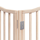 Dog Gate with Door Foldable 6 Panels 480 cm Poplar Wood 3155613
