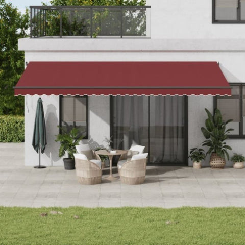 ZNTS Manual Retractable Awning with LEDs Burgundy 600x350 cm 3215011