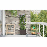 Garden Planter Brown 40 x 40 x 142 cm Plastic 42002826