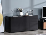 High Gloss Side Cabinet, Push-Open Design with 2 Drawers and 2 Cabinets for Living Room, 74H 117W T3398P423897