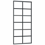 Sliding Door with Hardware Set Black 90x205 cm ESG Glass 3375791