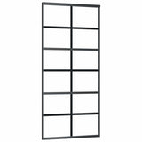 Sliding Door with Hardware Set Black 90x205 cm ESG Glass 3375791