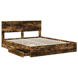 Storage Bed with Drawer Smoked Oak 160 x 200 cm Engineered Wood 3410781