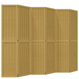Room Divider 6 Panels Brown Solid Wood Paulownia 358826