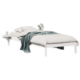 Bed Frame with Side Tables White 80 x 210 cm Solid Pine Wood 873218
