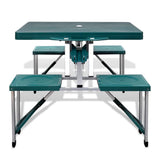 Foldable Camping Table Set with 4 Stools Light Green 41456