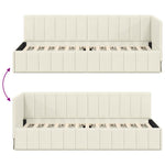 Corner Bed Frame with Headboard Cream 80 x 200 cm Velvet 42016294