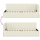 Corner Bed Frame with Headboard Cream 80 x 200 cm Velvet 42016294