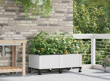 Garden Planter with Irrigation&Wheels 2 pcs White PP 3422998