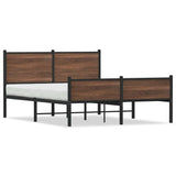 Metal Bed Frame without Mattress Brown Oak 137x190 cm 4007957