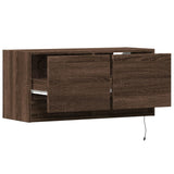 TV Wall Cabinet with LED Lights Brown Oak 80x31x35 cm 852361