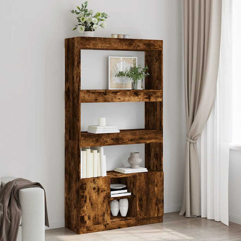 Highboard Smoked Oak 92x33x180 cm Engineered Wood 3309622