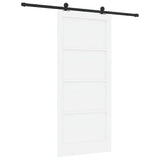 Sliding Door White and Black 93 x 211 cm Solid Pine Wood 3333377