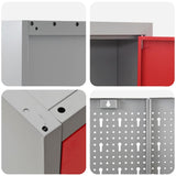 Work Cabinet with Drawer 7 pcs Red Engineered Wood and Steel 3321443