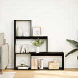 Room Divider Bookcase 3-Tier Black 123x29x123 cm Engineered Wood 857986