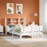 ZNTS Bookcase Bed without Mattress White 160x200cm Solid Wood Pine 3322671