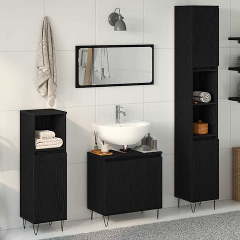 Bathroom Furniture Set 3 pcs Black Oak 30 x 30 x 190 cm 3333099