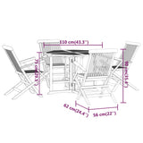 ZNTS 5 Piece Folding Outdoor Dining Set Solid Wood Teak 3096572