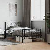 Metal Bed Frame without Mattress with Footboard Black 100x190cm 374449