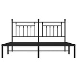 Bed Frame Black Powder-Coated Steel Double Bed Frame 353542