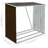 Garden Log Storage Shed Galvanised Steel 163x83x154 cm Brown 47090