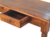 Solid Wood Turned Legs 3 Drawer Chestnut Console, 3 Drawers, Dark Brown B2743P403487