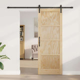 Sliding Door Manual Natural and black 78 x 211 cm 3333304