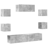 7 Piece TV Cabinet Set Concrete Grey Engineered Wood 3114513
