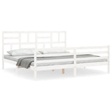 Bed Frame without Mattress White 200x200 cm Solid Wood 3194917