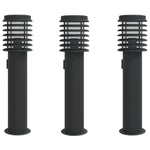 ZNTS Outdoor Floor Lamps with Outlet 3pcs Black 60 cm Stainless Steel 4006378