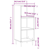 Sideboard High Gloss White 34.5x32.5x90 cm Engineered Wood 828718