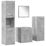 4 Piece Bathroom Furniture Set Concrete Grey Engineered Wood 3324864